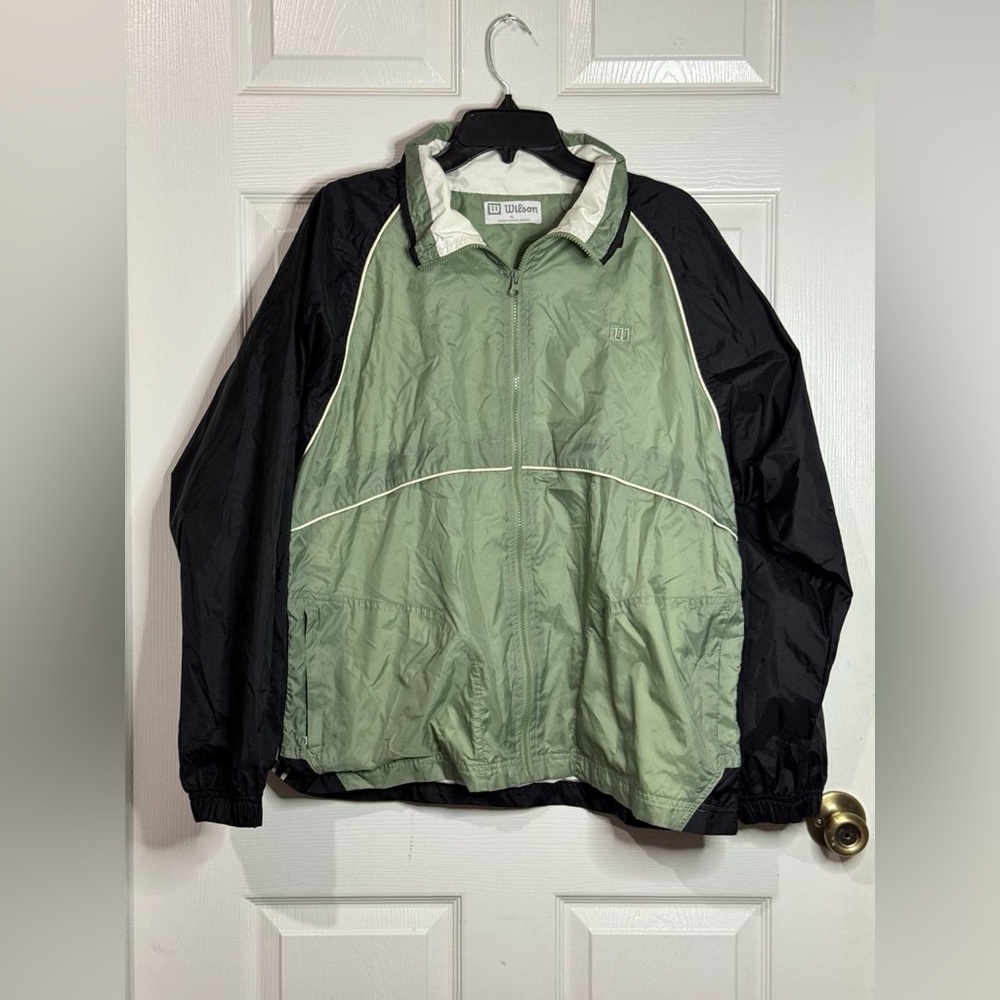 Vintage WILSON WINDBREAKER Lined Jacket Green & Black Men's XL